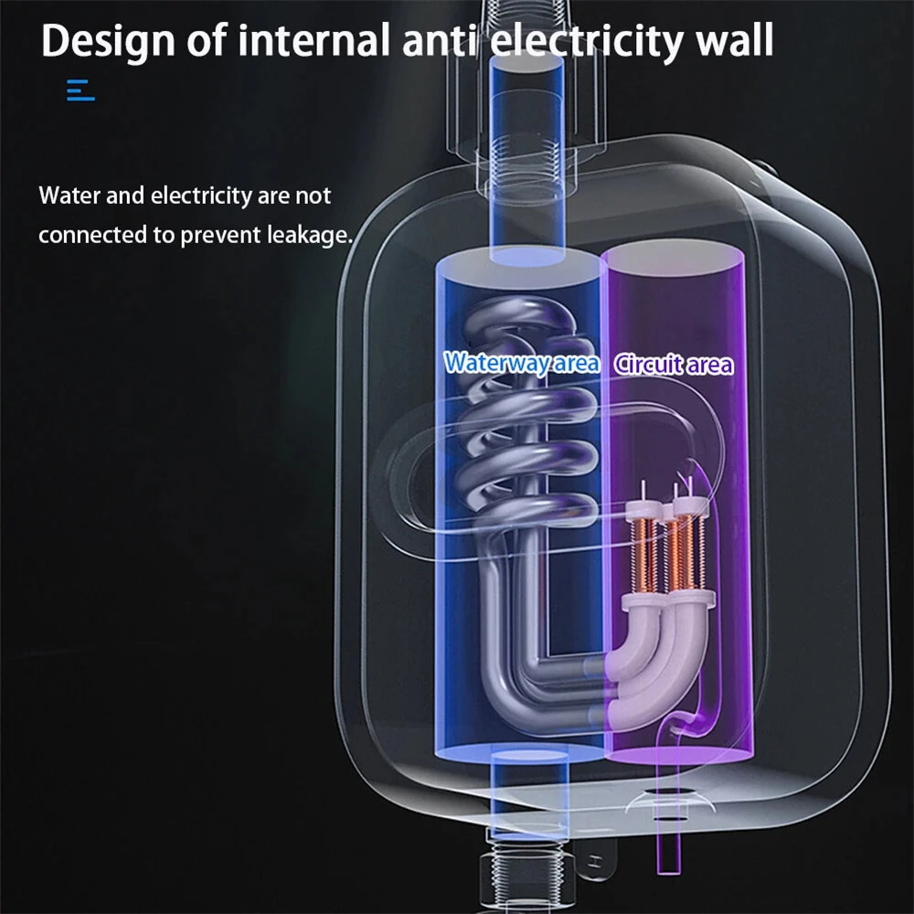 (image for) 3000W/3500W Portable Mini Water Heater 110V/220V Instant Electric Heater IPX4 Waterproof Adjustable Temperature for Shower EU/UK/US Plug